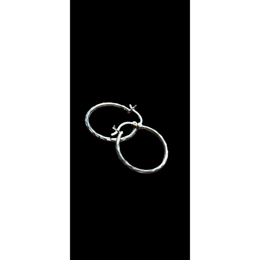 Vintage 925 HAN Sterling Silver Hoop Earrings Textured Artisan Boho Hoopsgs